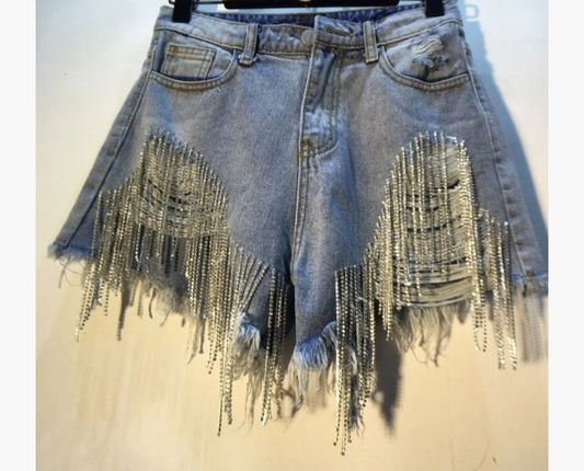 Diamond Bling Jean Shorts