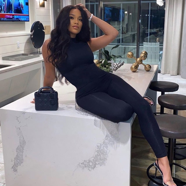 Bodycon Mock Neck Jumpsuit