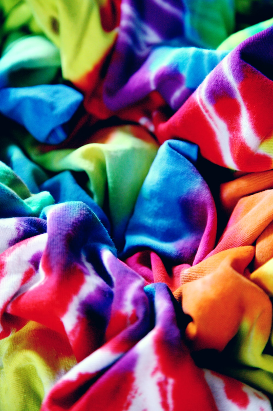 A tie-dyed cloth